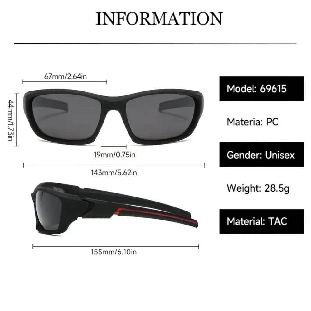 Black Lens Polarized‎ Sunglasses Men Sports Shades Light Weight Confortable New